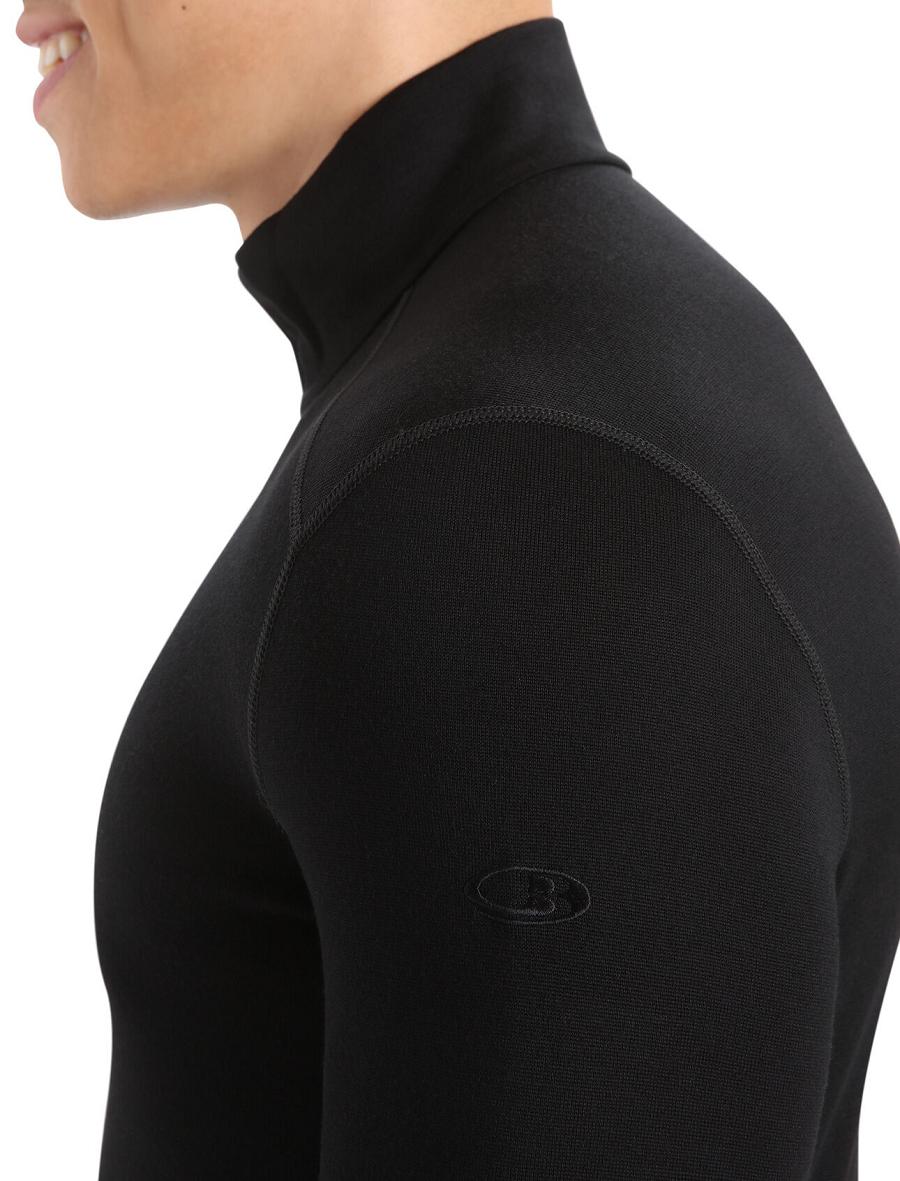 Icebreaker Merino 260 Tech Long Sleeve Half Zip Thermal Top Miesten Base Layers Mustat | FI 1387UZGT